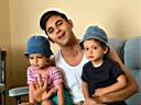 Twins with dad in Bartin summer house.